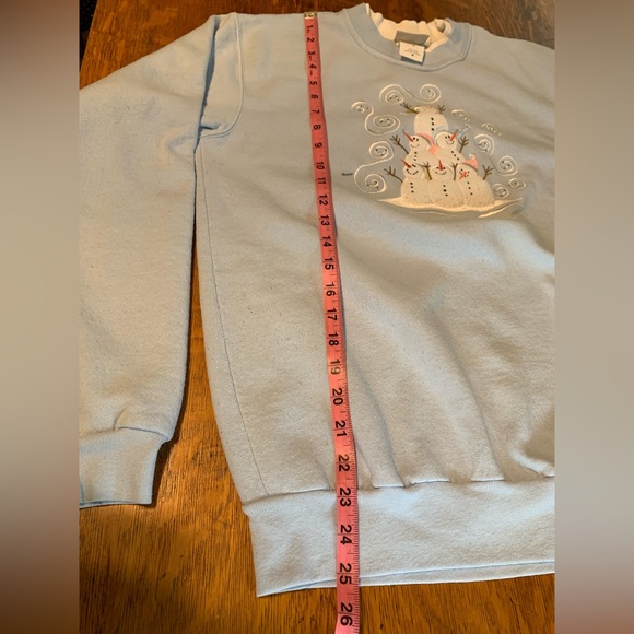 Vintage Top Stitch by Morning Sun Sweatshirt M Snowmen Snow Grandma FLAWS - Picture 7 of 15